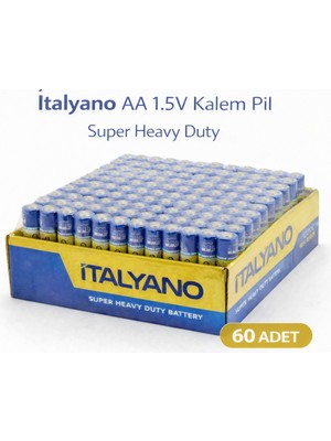 Elivora Italyano Aa 1.5V Kalem Pil 60 Adet Super Heavy Duty 15 Paket