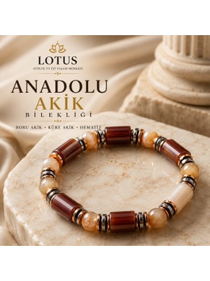 Lotus Atölye ve İyi Yaşam Merkezi ✨ Anadolu Akik Premium Bilekliği – Boru Akik, Küre Akik & Hematit | Lotus Atölye ve Iyi Yaşam Merkezi