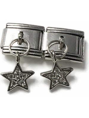 Lovecharm Yıldız Figürlü Italyan Charm | Paslanmaz Çelik Taşlı Sallantılı Charm