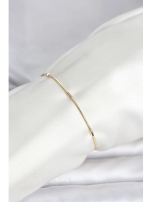 Teknoparkx Ietaks™ cm 14K Gold Renk Barlı Yılan Zincir Model Kadın Bileklik Tknprk-Tkaks3