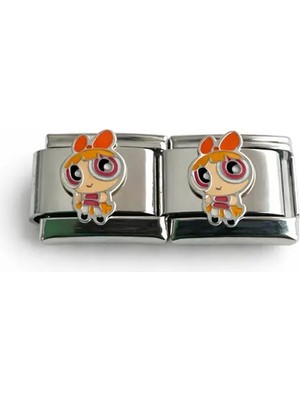 Lovecharm Powerpuff Tarzı Sevimli Kız Figürlü Italyan Charm – Italyan Bileklik Uyumlu