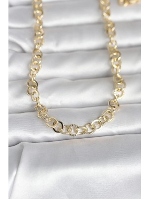 Teknoparkx Ietaks™ cm 14K Gold Renk Kalın Halka Zincirli 60 cm Kadın Kolye Tknprk-Tkaks3