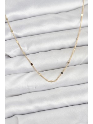 Teknoparkx Ietaks™ cm 14K Gold Renk Ezme Pul Model 60 cm Kadın Kolye Tknprk-Tkaks3