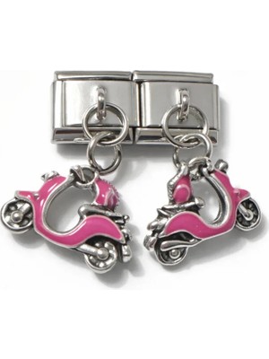 Lovecharm Pembe Scooter Figürlü Italyan Charm