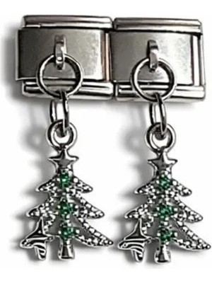 Lovecharm Taşlı Çam Ağacı Figürlü Italyan Charm – Çelik Bileklik Uyumlu Sallantılı Charm