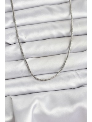 Teknoparkx Ietaks™ 316L Çelik Zincir Gümüş Renk 60 cm Yılan Zincir Kadın Kolye Tknprk-Tkaks3