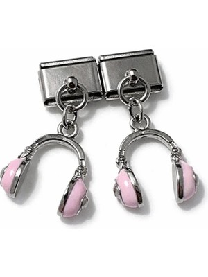 Lovecharm Pembe Kulaklık Figürlü Italyan Charm