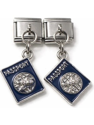 Lovecharm Lacivert Pasaport Figürlü Italyan Charm
