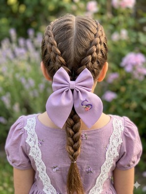 Hedera Handmade Lila S Harf Nakışlı Fiyonk Toka