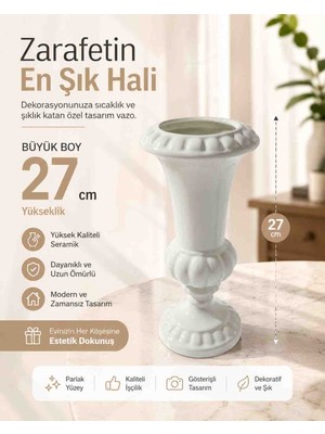 Velora Home Modern Dekoratif Seramik Vazo 27 cm Büyük Boy