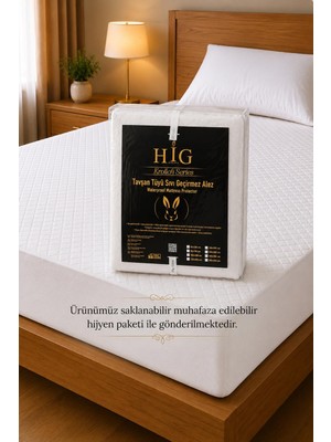 Higliving Premium Tavşan Tüyü Peluş Sıvı Su Geçirmez Ultra Yumuşak Sessiz Fitted Tasarım Tek Çift Battal Boy Yatak Koruyucu Alez BKLV003