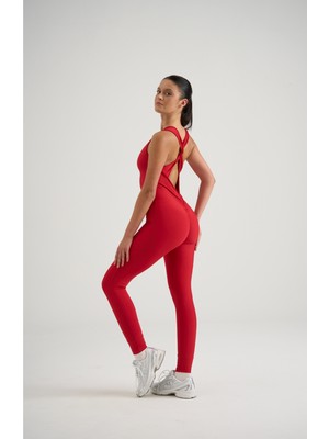 Lismina Kelebek Askılı Arkası Büzgülü ( Scrunch Butt ) Spor Tayt Tulum