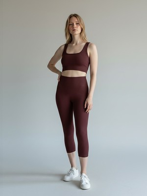 Caprix Activewear Spor Kadın Bordo Crop Atlet