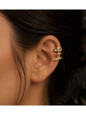 Gmn Collection Yeni Sezon Yeni Seri Zirkon Taşlı Ear Cuff Ayarlanabilir Sıkıştırmalı Kıkırdak Küpe
