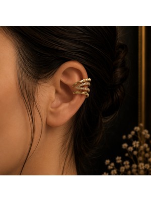Gmn Collection Yeni Sezon Yeni Seri Zirkon Taşlı Ear Cuff Ayarlanabilir Sıkıştırmalı Kıkırdak Küpe
