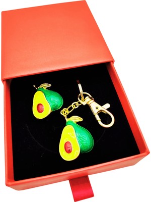 BB Bi Butik Shop Özel Kutulu Avokado Mine Işçiliği Broş ve Anahtarlık Hediye Seti