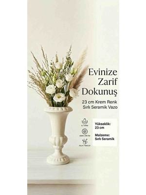 Velora Home Premium Dekoratif Vazo Parlak Seramik 23 cm