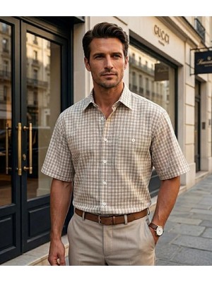Eren Style Linen Keten Klasik %100 Cotton Kısa Kollu Terletmeyen Gömlek