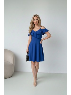 Ang Butik Kadın Kısa Boy Fırfırlı Şık Elbise