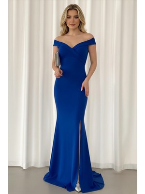 Ang Butik Kadın Yırtmaçlı Balık Kesim Modern Abiye Elbise