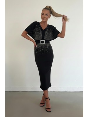 Ang Butik Kadın Scuba Yapılı Modern Abiye Elbise