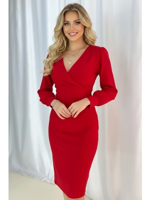Ang Butik Kadın Manşet Detaylı Modern Elbise