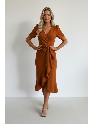 Ang Butik Kadın Günlük Stil Kruvaze Elbise