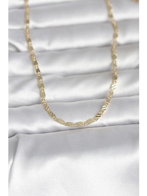 DS LLC Ietaks™ cm 14K Gold Renk Çizgi Lazer Model 60 cm Kadın Kolye Dsllc-Ilkelgym1