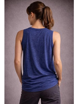 DS LLC Iegiyim™ Kadın Flamlı Kumaş Kolsuz Atlet Günlük Fitness Spor T-Shirt - Indigo Dsllc-Ilkelgy