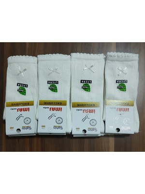 Efem İç Giyim Bayan Mevsimlik Bambu Krem Renk Kurdeleli Işleme Detaylı Uzun Çorap 12'li Paket