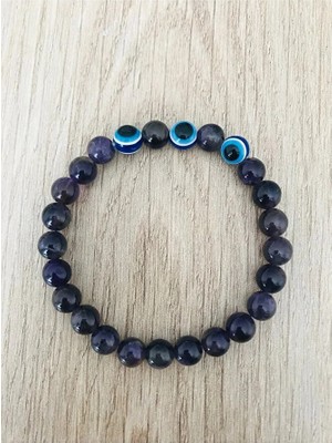 MK Tasarım Gerçek Ametist Taşı Bileklik MK.300.12