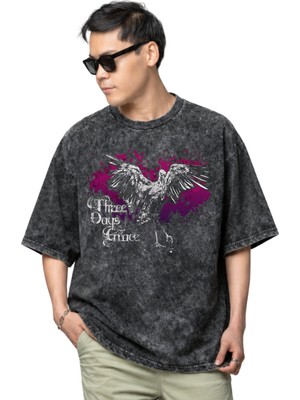 Sevbano Three Days Grace Rock Metal Müzik Grubu Baskılı Unisex Oversize Vintage Yıkamalı Tişört