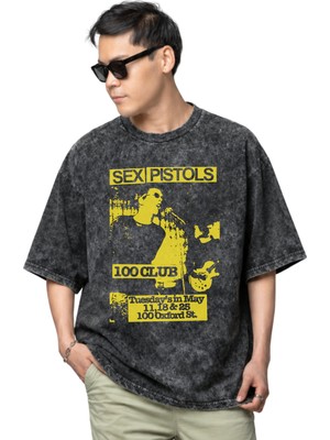 Sevbano Sex Pistols Rock Metal Müzik Grubu Baskılı Unisex Oversize Vintage Yıkamalı Tişört