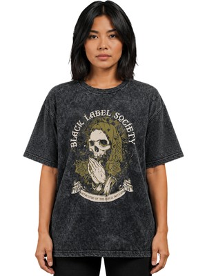 Sevbano Black Label Society Rock Metal Müzik Grubu Baskılı Unisex Oversize Vintage Yıkamalı Tişört
