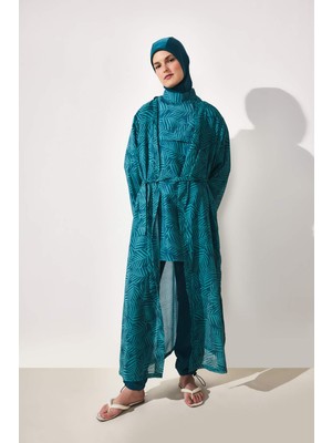 DeFacto Regular Fit Desenli Yeşil Burkini Pareo H7919AX26SM