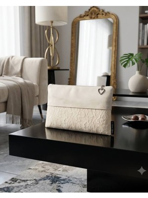 Ju Yaratıcı Tasarım  Kadın Portföy & Clutch Çanta Pudra