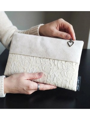 Ju Yaratıcı Tasarım  Kadın Portföy & Clutch Çanta Pudra