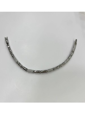 Ulora Rodyum Zirkon Taşlı Pirinç cm Bileklik 17+2 Cm  - KBL0438