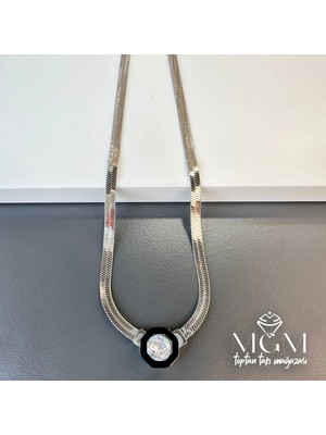Ulora Çelik Taşlı Italyan Kolye - KL0084