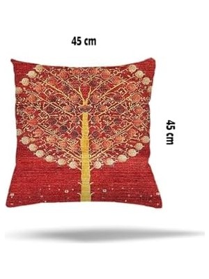 Tech Butiq Pelangi Çiçek Kaz Ayağı Kuştüyü Desenli Gizli Fermuarlı Yastık Kılıfı Kırlent Kılıfı Koltuk Yastık Kılıfı, Bej-Kiremit 45 x 45