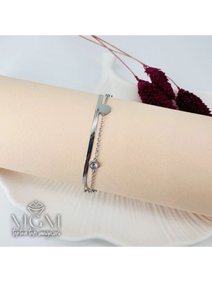 Ulora Rodyum Çelik Bileklikler 16+5 cm Uzatma Payı - KBL0147
