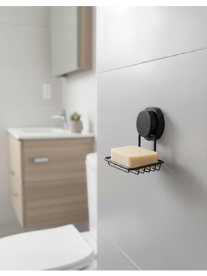 Okyanus Home Siyah Kuru Sabunluk Sihirli Yapışkan Malzeme ile Suya Dayanıklı ve Şık Tasarım