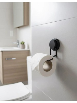 Okyanus Home Siyah Sihirli Yapışkan Wc Kağıtlık Suya Dayanıklı ve Şık Tasarımlı