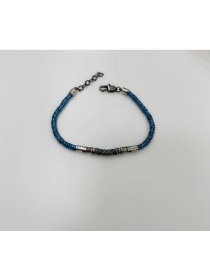 Ulora Mavi Çelik  Erkek Çelik Bileklik Boy 18+3 cm / En 0.4 Mm  - EBL0035
