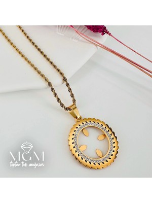 Ulora Zirkon Taşlı Çelik Çelik Kolye 40+5 cm - KL0196