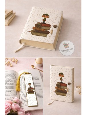 Renkli İzler Atölyesi Kitap Kılıfı ve Metal Kitap Ayracı Seti (Mistik Büyücü)