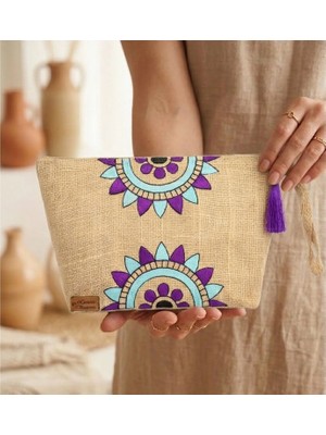 Hasır Kadın Portföy & Clutch Üçgen Çanta Mor