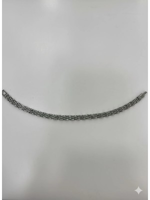 Ulora Rodyum Çelik  Erkek Çelik Bileklik Boy 21.5 cm / En 0.6 Mm  - EBL0043