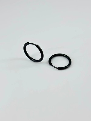 Ulora Siyah   Çelik Erkek Küpe Çap (14 Mm) Kalınlık (2 Mm) - EKP0004