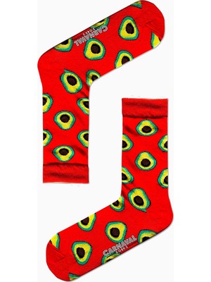 Carnaval Socks Kırmızı Avakado Desenli Renkli Çorap